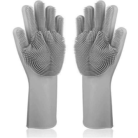 Episkey Dishwashing Gloves With Wash Scrubber + Magic Silicone Gloves + Heat Resistant + Reusable Cleaning Gloves For Kitchen,Car, Bathroom And Pet