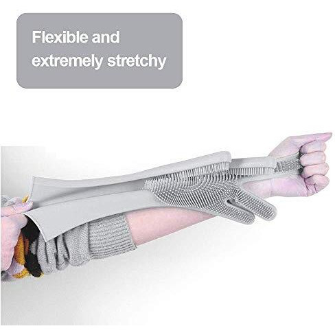 Episkey Dishwashing Gloves With Wash Scrubber + Magic Silicone Gloves + Heat Resistant + Reusable Cleaning Gloves For Kitchen,Car, Bathroom And Pet