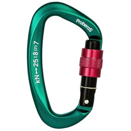 Proberos Climbing Carabiner Clip, Snap Hook Clip D-Shape Screwgate Locking Carabiner Clip 25Kn Heavy Duty Aviation Aluminum Carabiner Anchoring Carabiner, 10 X 5.8 Cm