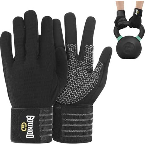 Proberos Full Finger Workout Gloves With Wrist Support, Gym Gloves For Men And Women, Gloves For Professional Weightlifting, Fitness Training And Workout, M