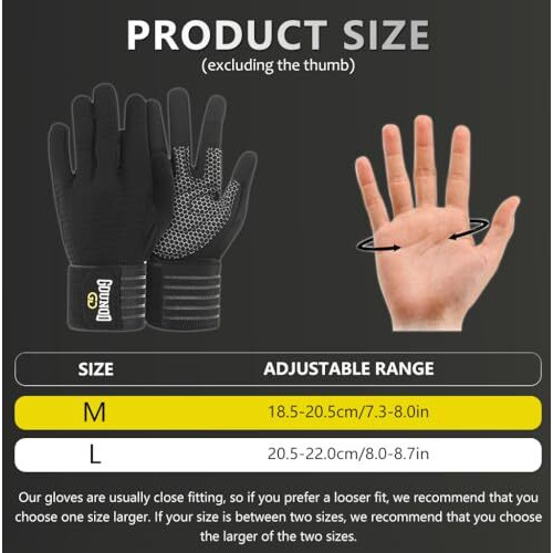Proberos Full Finger Workout Gloves With Wrist Support, Gym Gloves For Men And Women, Gloves For Professional Weightlifting, Fitness Training And Workout, M