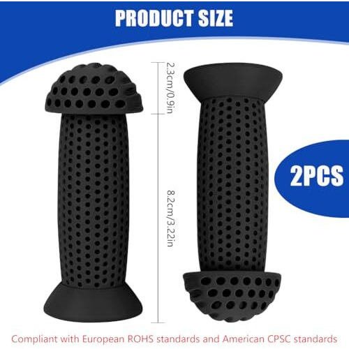 Proberos Bike Handle Grips, 3.9 Inches Soft Silicone Grip, Porous Silicone Anti-Slip Grip Universal Children's Bicycle Grips For Scooter, Tricycle, Children's Balance Bike (Black)