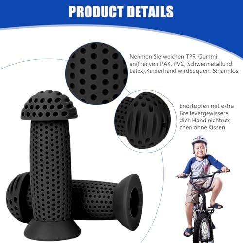 Proberos Bike Handle Grips, 3.9 Inches Soft Silicone Grip, Porous Silicone Anti-Slip Grip Universal Children's Bicycle Grips For Scooter, Tricycle, Children's Balance Bike (Black)