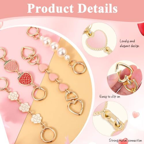 Palay 4Pcs Bag Extender Chain Golden Chain Extender For Bag 5.7-6.7 Inches Cute Charm Chain Strap For Bags Quick Connection Bag Extender Chain Fashion Bag Extender Chain For Purse, Handbag, Sling Bag