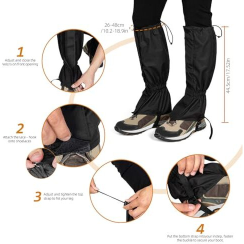 Gustave Gaiters For Hiking, Climbing, Leggings, Trekking, Waterproof Windproof Sandproof Adults Hiking Gaiters, With Secure Fasten Belt Adjustable Hiking Gaiters Lightweight Gaiters (1 Pair)