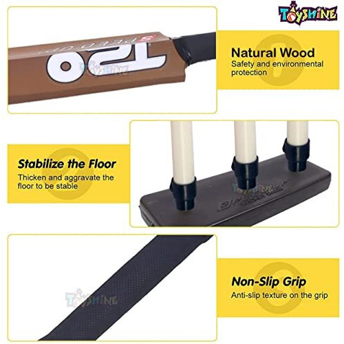 Toyshine Speed Up T-20 Combo Box Cricket Kit For Kids (Bat Size 4, 5-10 Yrs) Outdoor Sports Toy Gift For Boys Girls Picnic Fun - Sstp (Brown)
