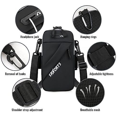 Optifit Armband For Mobile Phone Running With Detachable Strap And Keychain, Waterproof Multi Mini Sling Bag, Reflective Phone Bag For Iphone 14, 13, Large Capacity Arm Band For Within 7In 's Mobile