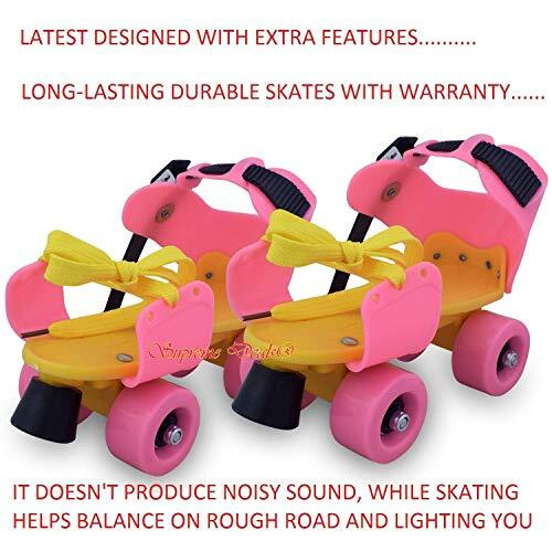 Supreme Deals Supreme Latest Designed Roller Skates With Front Break For Kids Age Group 4-12 Years Adjustable Inline Skating Shoe (Pink Or Yellow Color)