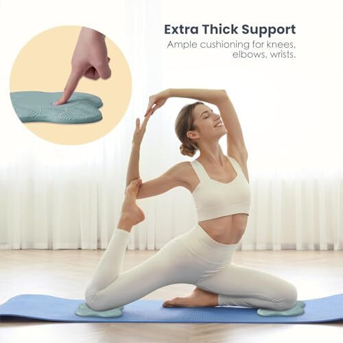 Firstfit Professional Yoga Knee Pad, Extra Thick Elbow Cushion Pad For Pilates Workout, Planks & Meditation, Anti-Slip Joint Protection Pad Pack Of 2 - Blue - (Size - 7.8L X 7.8W X 0.78Th)