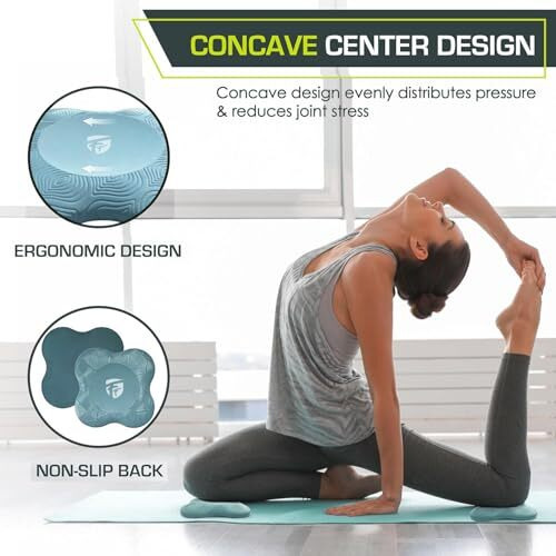 Firstfit Professional Yoga Knee Pad, Extra Thick Elbow Cushion Pad For Pilates Workout, Planks & Meditation, Anti-Slip Joint Protection Pad Pack Of 2 - Blue - (Size - 7.8L X 7.8W X 0.78Th)