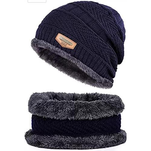 Handcuffs Winter Beanie Hat And Scarf Set For Men & Women (Blue)