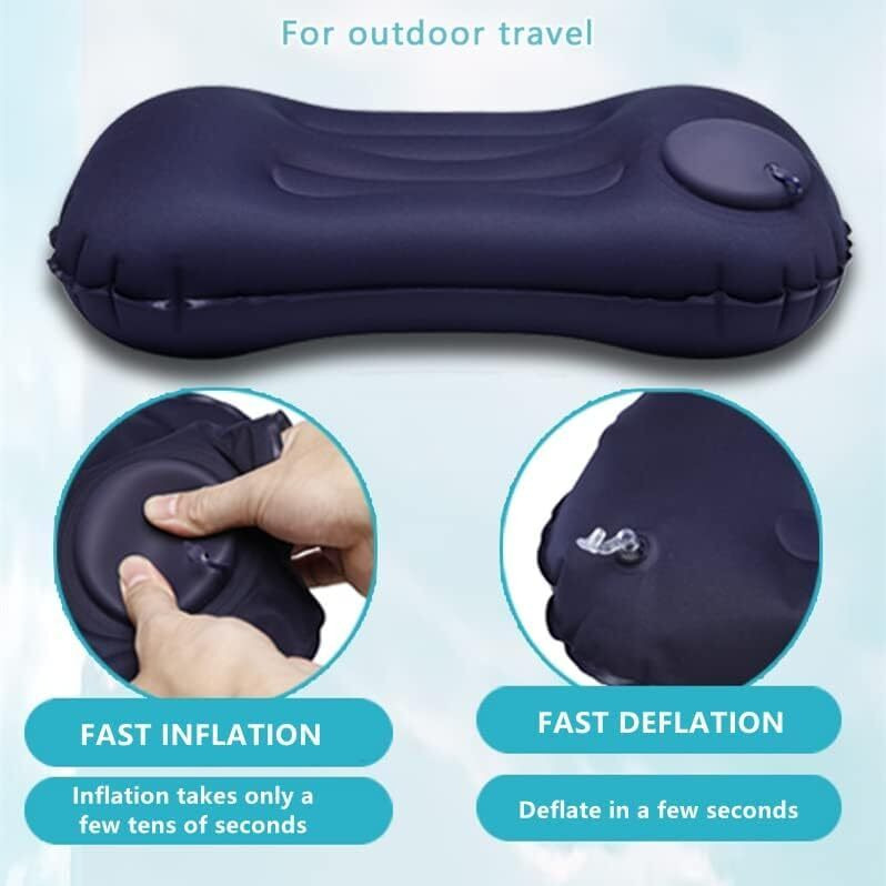 Modiq Inflatable Travel Pillow, Ultralight Camping Pillow With Eye Mask, Ear Plugs And Pouch - Compressible Neck Pillow For Camping, Hiking, And Travel (Dark Blue/Purple)