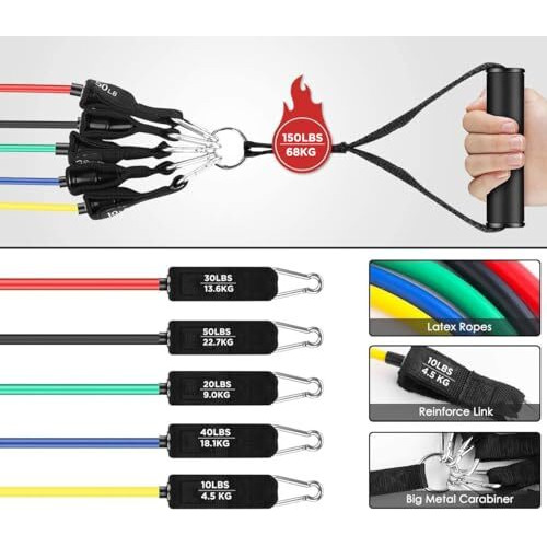 Goat Resistance Tube Bands, Multipurpose Resistance Tube With Foam Handles, Door Anchor For Exercise, Suitable In Home & Gym Workout For Men & Women (Yellow 10 Lbs + Door Anchor)
