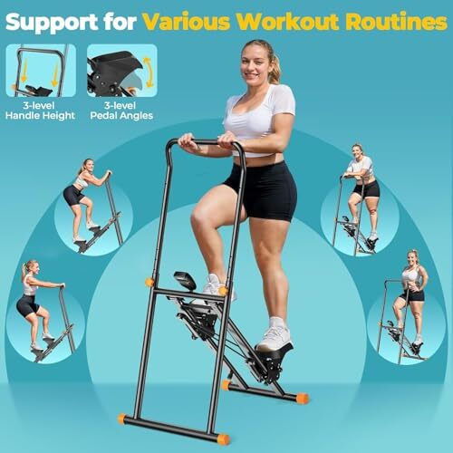 Yogimooni Stair Stepper For Home Gym, Vertical Stair Climber Machine For Full-Body Workout, Compact & Foldable Cardio Stepper With Adjustable Handlebar & Pedals, Extended Step Range