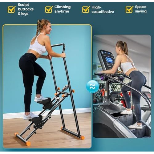 Yogimooni Stair Stepper For Home Gym, Vertical Stair Climber Machine For Full-Body Workout, Compact & Foldable Cardio Stepper With Adjustable Handlebar & Pedals, Extended Step Range