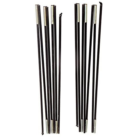 Inditradition Replacement Tent Pole Sticks For 4 Person Capacity Tents, Fiberglass Make (Black, 1 Pair, 7+7 Sticks, 155 Inches)