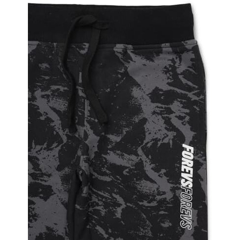 Alan Jones Clothing Boy's Patterned Cotton Joggers Track Pant (Black_15-16 Years)