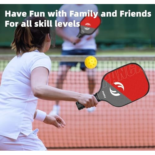 Panca Pickleball Paddle Set  Fiberglass Surface With Cushion Comfort Grip | Includes 4 Pickleball Balls & Paddle Cover Bag | Lightweight & Durable Outdoor Game Kit For Kids & Adults