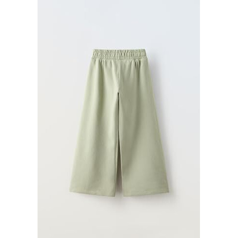 Alan Jones Clothing Solid Cotton Wide Legs High Rise Girls Trackpant (Light Green_13-14 Years)