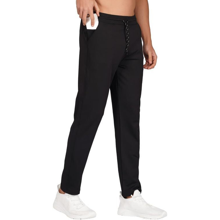 Syfko Lycra Track Pant For Men Joggers || Regular Fit Lower For Mens & Boys || Multipurpose Use For Jogging, Running, Gym, Sports, Nightwear || 1 Extra Sefety Chain Pocket For Mobile & Wallet || Black