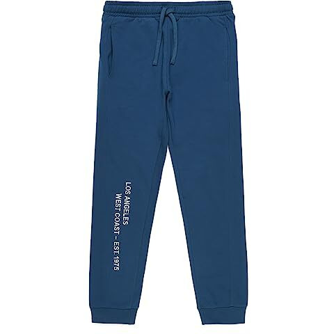 Alan Jones Clothing Boys Solid Cotton Mid Rise Joggers Track Pant (Blue_9-10 Years)