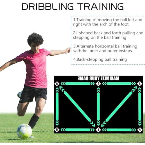 Proberos Kids Football Training Mat 23.6X35.4 Inches Soccer Shooting Skill Training With Guild Lines Mat Agility Training Mat Anti-Slip Diatom Mud Mat
