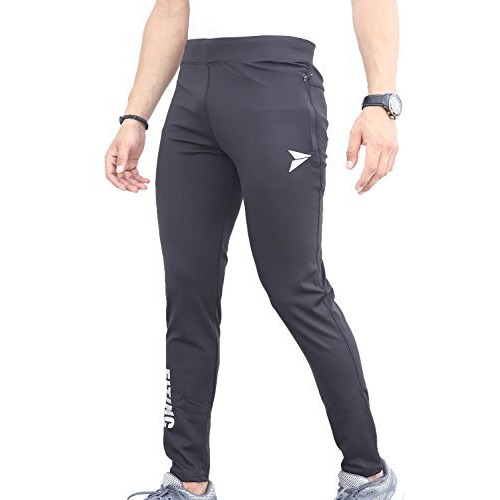 Fitinc Slim Fit Stretchable Mens Track Pant With Zipper Pockets | Stylish Lycra Track Pants For Man | Dry Fit Lower For Men For Workout  Black, Medium