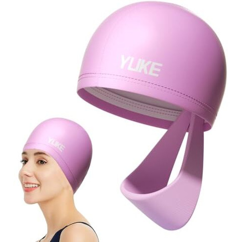 Proberos Swimming Cap For Women With Head Band, Waterproof Elastic Pu Coated Ideal All Shape, Easy Fit No Hair Pulling, Swim, Diving, Water Sports