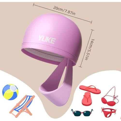 Proberos Swimming Cap For Women With Head Band, Waterproof Elastic Pu Coated Ideal All Shape, Easy Fit No Hair Pulling, Swim, Diving, Water Sports