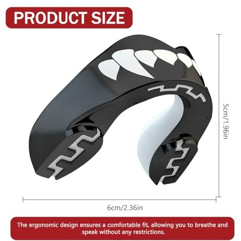 Proberos Mouthguard, Printing Pro Mouth Guards, Boxing Mouthguard, Sports Mouth Guard For Boxing, Mma, Karate, Taekwondo, Football, Basketball, Hockey, Jiu Jitsu, (Adults 12+ Years, Black Fangz)
