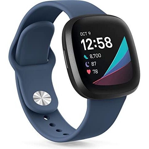 Tobfit Silicone Band For Fitbit Versa 3 4 Fitness Tracker,Soft Sport Strap For Fitbit Sense Fitness Tracker (Watch Not Included), Adjustable Wristband With Metal Buckle For Men Women
