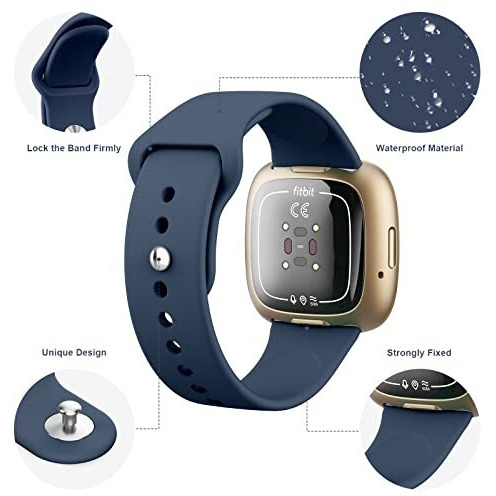 Tobfit Silicone Band For Fitbit Versa 3 4 Fitness Tracker,Soft Sport Strap For Fitbit Sense Fitness Tracker (Watch Not Included), Adjustable Wristband With Metal Buckle For Men Women