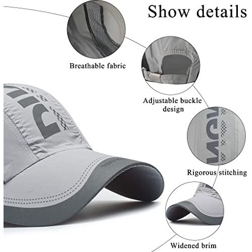 Gustave Baseball Caps For Men Women Sports Cap Breathable Cotton Cap For Men Women Summer Cap Outdoor Fishing Outside Hiking Adjustable Buckle Closure - Grey