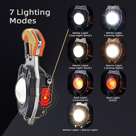 Flipwyn 4-In-1 Rechargeable Led Keychain Flashlight  800 Lumens Cob Light With Lighter, Whistle, Screwdriver & Bottle Opener  Magnetic Base Emergency Torch For Outdoor, Hiking & Camping