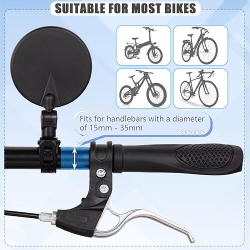 Jern Pack Of 2 Bike Rearview Mirror 360 Rotary Cycling Bicycle Convex Glass Rear View Mirror