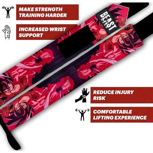 Steigen Fitness Wrist Wrap For Gym, Wrist Band For Gym, Gym Hand Band, Wrist Support Gym Band Strap For Men, Wrist Supporter For Gym, Gym Wrist Band,Wraps, Lifting Straps (Goku)