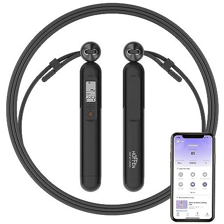 Hoffen Smart Jump Skip Rope, Fitness Skipping Rope With App Data Analysis, Workout Jump Ropes For Home Gym, Crossfit, Jumping Rope Counter For Exercise For Men, Women, Kids, Skipper Girls