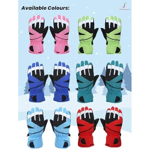 Fabseasons Unisex Warm Winter Gloves, Waterproof, Windproof For Hiking, Driving, Running & Outdoors, Fits For 7-12 Years Old Boys And Girls