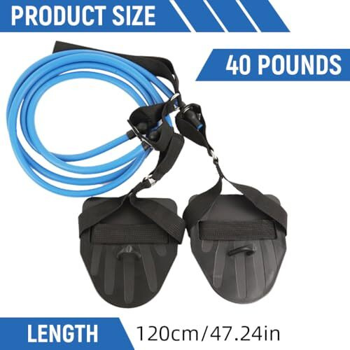 Proberos Swimming Arm Strength Trainer With Paddles, Workout Bungee Cords For Adults & Teens, Tempo Trainer Swimming, Freestyle Swimming Dryland Resistance Bands With Storage Bag, 40Lbs, Blue