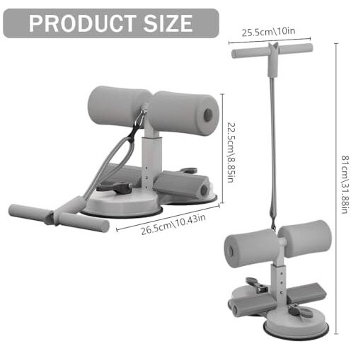 Proberos Dual Suction Cup Sit-Up Bar With Detachable Resistance Band Puller, Adjustable 3-Level Height, Ab Exercise Trainer For Sit-Up & Push Up, Home Gym Equipment For Core Strength & Muscle Toning