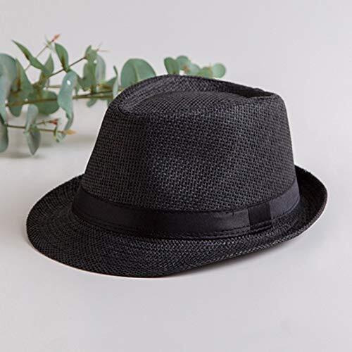 Clothera Fashion Straw Fedora/Trilby Summer Jute Hat For Men (Black), Free Size