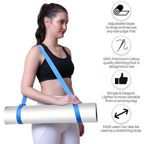 Royalcore Yoga Mat Carry Strap Strong,Convenient & Durable |Easyto Use,With D Ring Buccle,For Carrying & Sling Belt For Holding Mat With Adjustable Strap,Fit For 4 Mm To 15 Mm Yoga Mat (Turquiose)