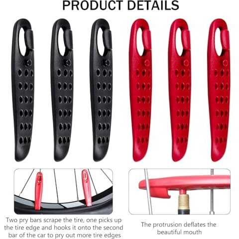 Proberos 6Pcs Roadside Bicycle Tyre Levers Tool For Inner Tube Tire, 4.3 Inches High Strength Plastic Bike Tire Tyre Lever Valve Core Tool Bicycle Repair Tool