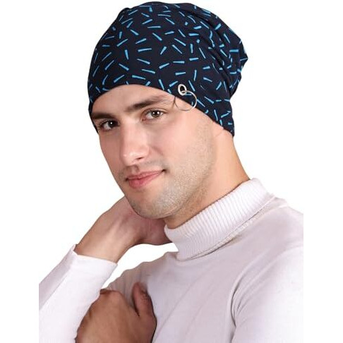 Vimal Jonney Men's Scarf (Ring_Cap_Prt-No.3-Nvy_01_Navy Blue_Free Size)