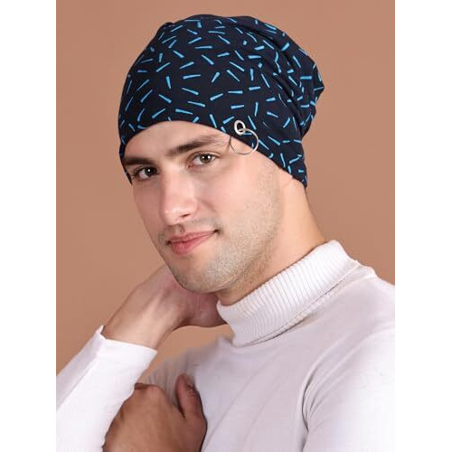 Vimal Jonney Men's Scarf (Ring_Cap_Prt-No.3-Nvy_01_Navy Blue_Free Size)