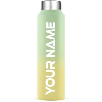 Speedex 1 Litre Customized Water Bottles With Name, Personalized Gifts For Men, Women, Boys, Girls & Kids, Customised Stainless Steel 1 Ltr Bottle For Birthdays, Anniversaries Etc, Lemon Green