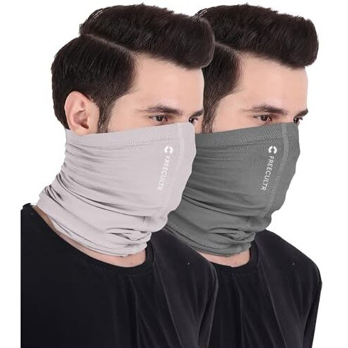 Freecultr Unisex Bamboo Bandana, Anti Microbial Super Soft & Comfort Fit, Breathable Multipurpose Headband, Face Mask For Dust Protection And Sun - Plain Pack Of 2-Beach Sand,Charcoal