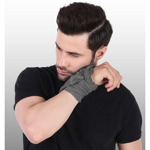 Freecultr Unisex Bamboo Bandana, Anti Microbial Super Soft & Comfort Fit, Breathable Multipurpose Headband, Face Mask For Dust Protection And Sun - Plain Pack Of 2-Beach Sand,Charcoal
