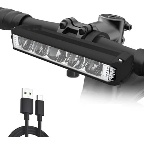 Linist 5 Led Bicycle Light - Super Bright 1800 Lumen High/Low Beam Usb-C Rechargeable Waterproof Cycling Light-5 Mode-Black