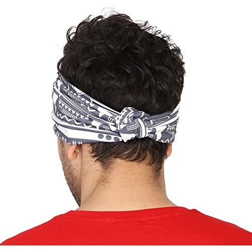 Coreteq Multicolor Sports Sweatband Headband Concealed Seam Micro-Spandex Men And Women (Geometric Grey) Free Size